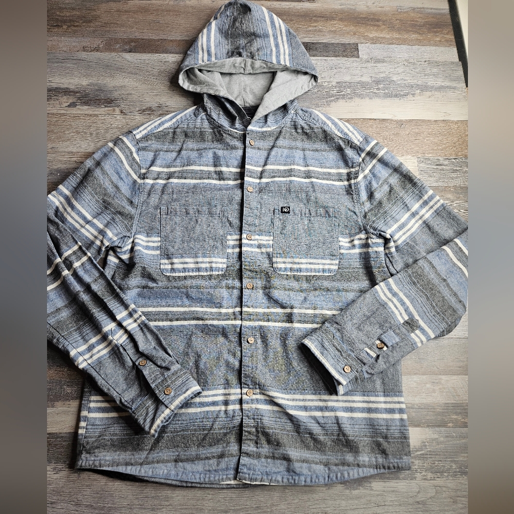 Tentree 10tree Okapi Shirt Hooded Linen Blend Men's Large Button Front